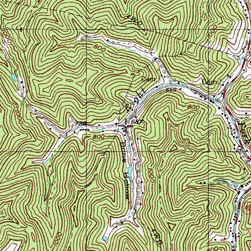Topographic Map of Bone Hollow, KY