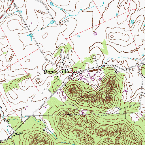 Topographic Map of Boneyville, KY