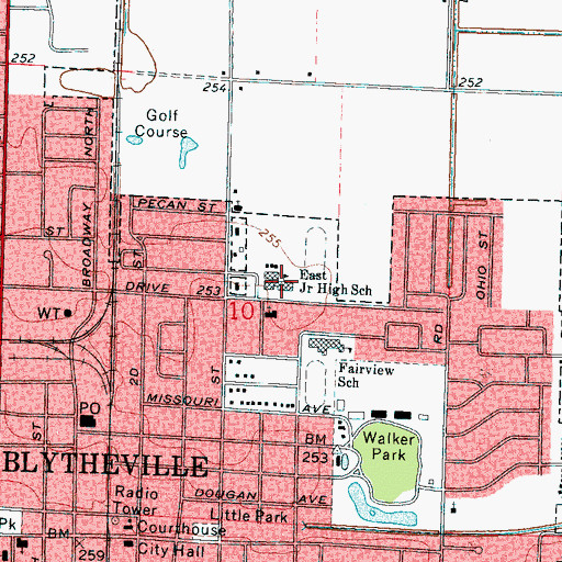 Topographic Map of East Junior High School, AR