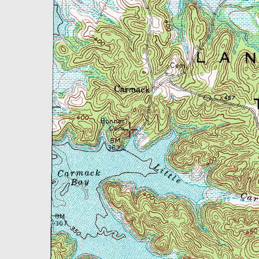 Topographic Map of Bonner Cemetery, KY