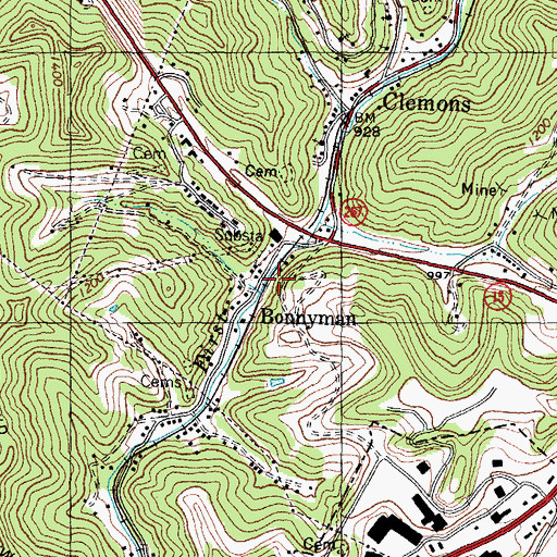 Topographic Map of Bonnyman, KY