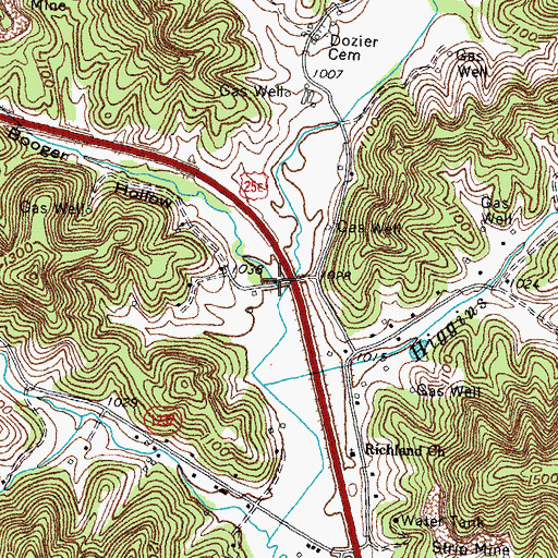 Topographic Map of Booger Hollow, KY