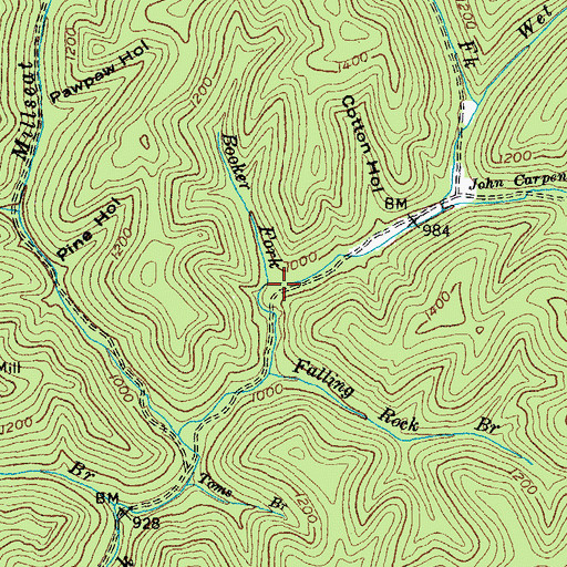 Topographic Map of Booker Fork, KY