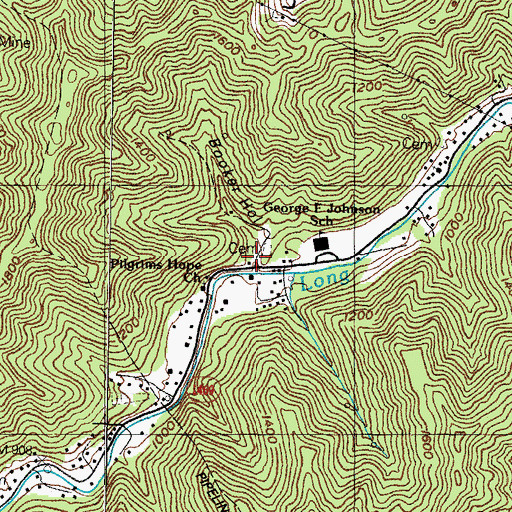 Topographic Map of Booker Hollow, KY