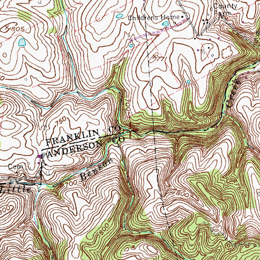 Topographic Map of Boone Branch, KY