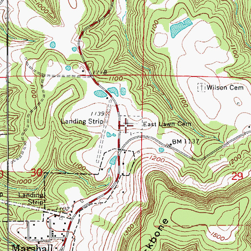 Topographic Map of East Lawn Cemetery, AR
