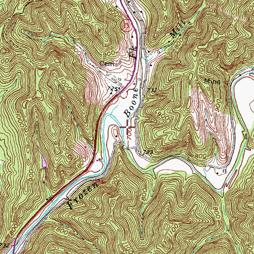 Topographic Map of Boone Fork, KY