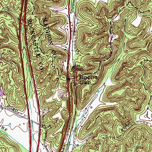 Topographic Map of Boone Gap, KY