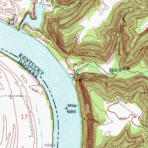 Topographic Map of Boone Hollow, KY