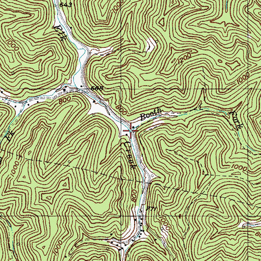 Topographic Map of Booth Fork, KY