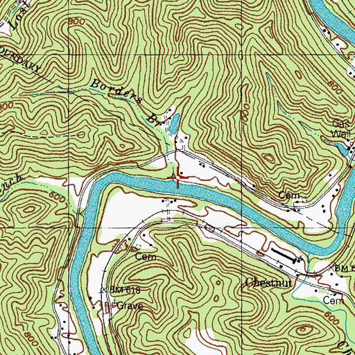 Topographic Map of Borders Branch, KY