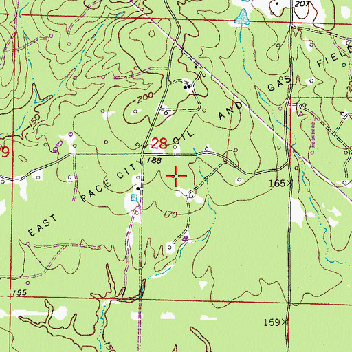 Topographic Map of East Pace City Oil and Gas Field, AR