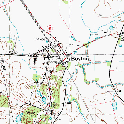 Topographic Map of Boston, KY