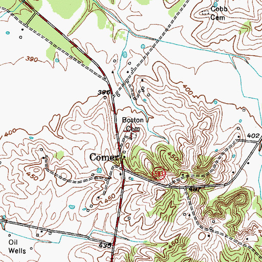 Topographic Map of Boston Cemetery, KY
