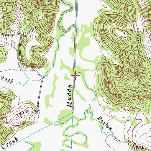 Topographic Map of Boston Lick Creek, KY