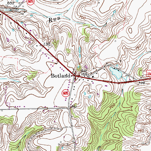 Topographic Map of Botland, KY