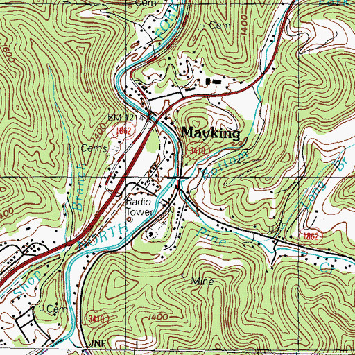 Topographic Map of Bottom Fork, KY