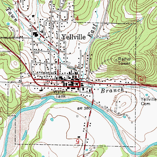 Topographic Map of East Prong Town Branch, AR