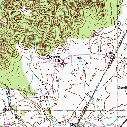 Topographic Map of Bowen Church, KY