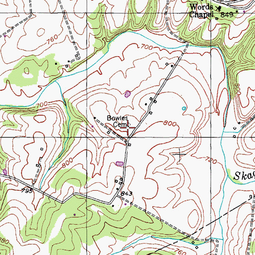Topographic Map of Bowles Cemetery, KY
