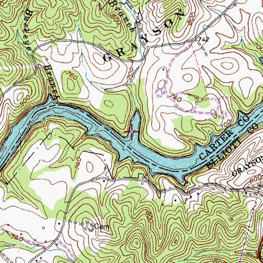 Topographic Map of Bowling Branch, KY
