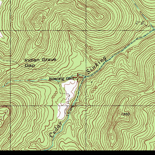 Topographic Map of Bowling Cemetery, KY