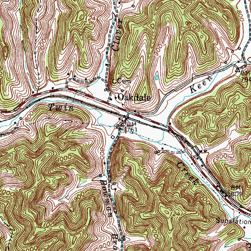Topographic Map of Bowman Branch, KY