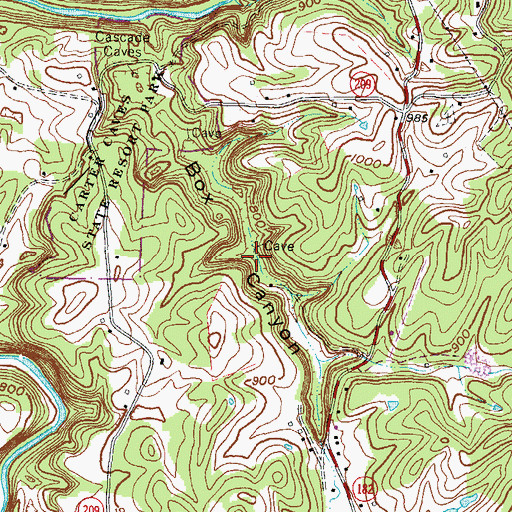 Topographic Map of Box Canyon, KY