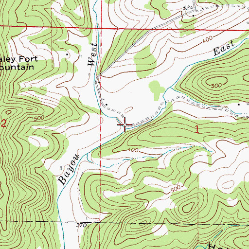 Topographic Map of East Rocky Bayou, AR