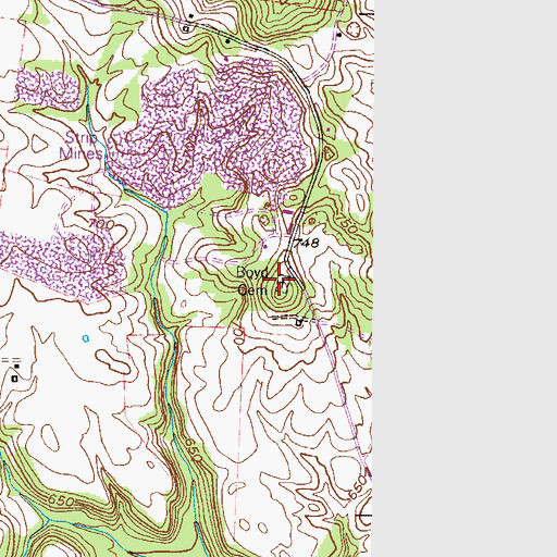 Topographic Map of Boyd Cemetery, KY