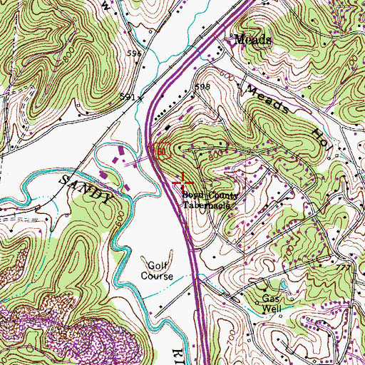 Topographic Map of Boyd County Tabernacle, KY