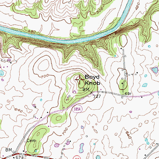Topographic Map of Boyd Knob, KY
