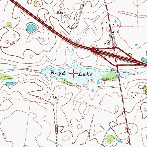 Topographic Map of Boyd Lake, KY