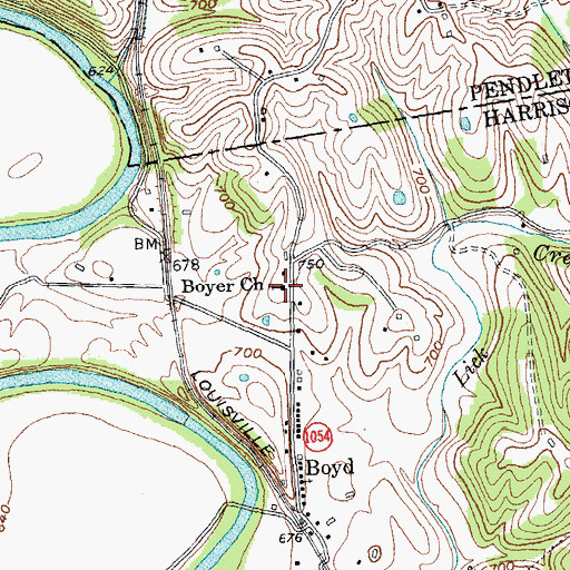 Topographic Map of Boyer Church, KY