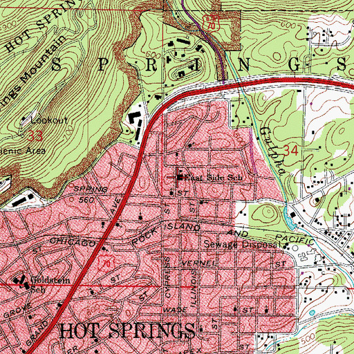 Topographic Map of East Side Church, AR