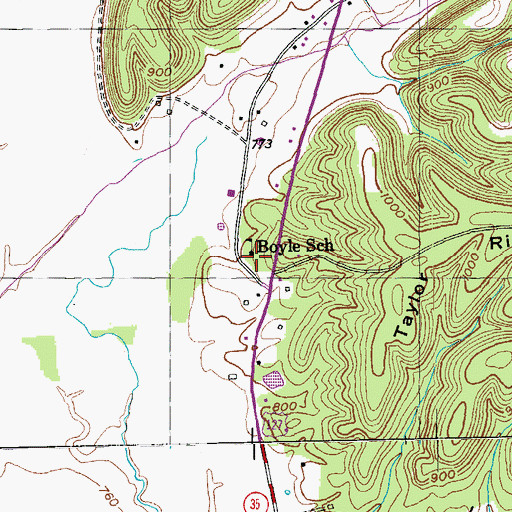 Topographic Map of Boyles School, KY