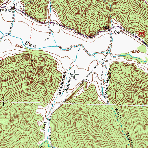 Topographic Map of Brackman Hollow, KY