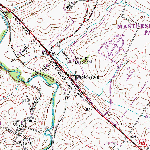Topographic Map of Bracktown, KY