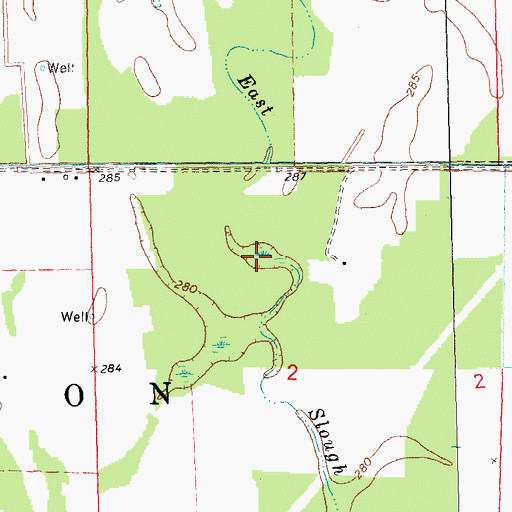 Topographic Map of East Slough, AR