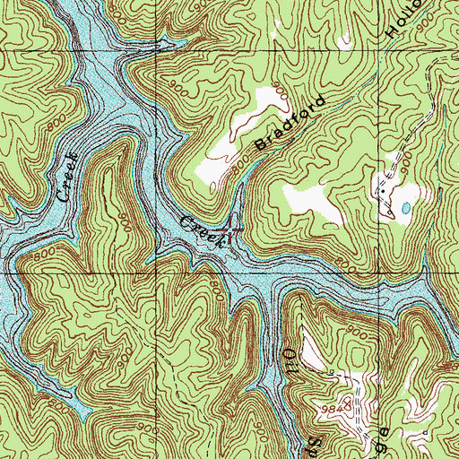 Topographic Map of Bradford Hollow, KY