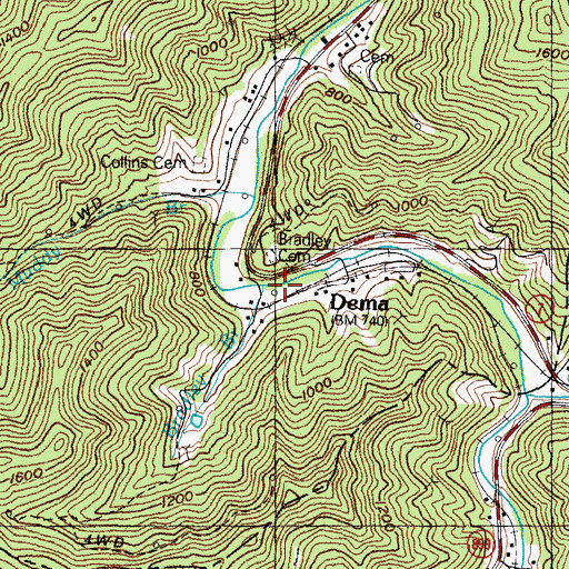 Topographic Map of Bradley Branch, KY