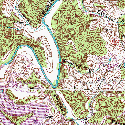 Topographic Map of Bradley Branch, KY