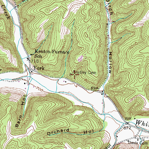 Topographic Map of Bradley Cemetery, KY