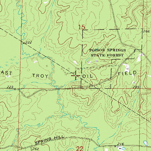 Topographic Map of East Troy Oil Field, AR