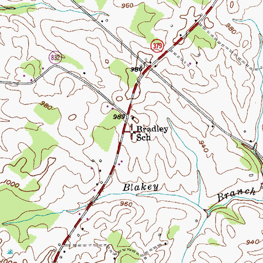 Topographic Map of Bradley School, KY