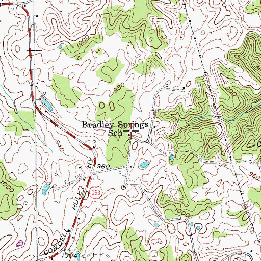 Topographic Map of Bradley Springs School, KY