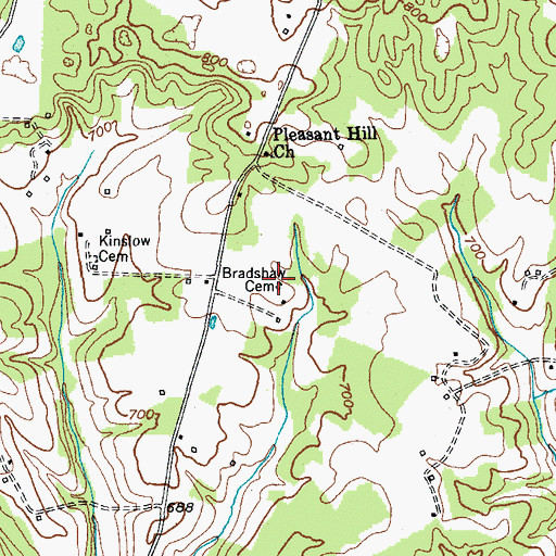 Topographic Map of Bradshaw Cemetery, KY