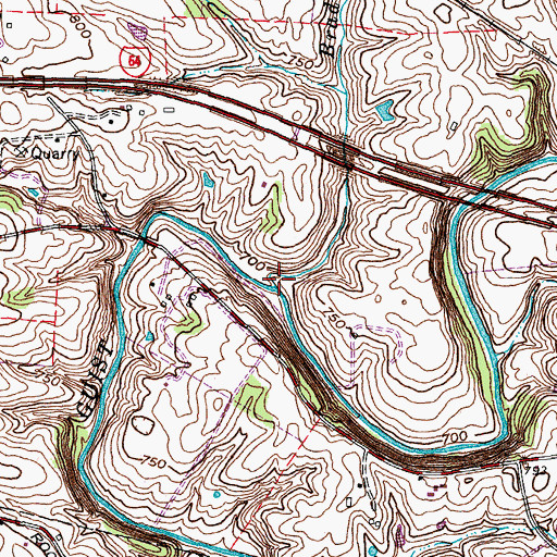 Topographic Map of Bradshaw Creek, KY