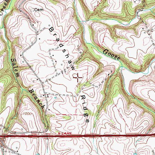 Topographic Map of Bradshaw Ridge, KY
