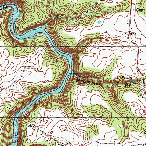 Topographic Map of Brammer Branch, KY